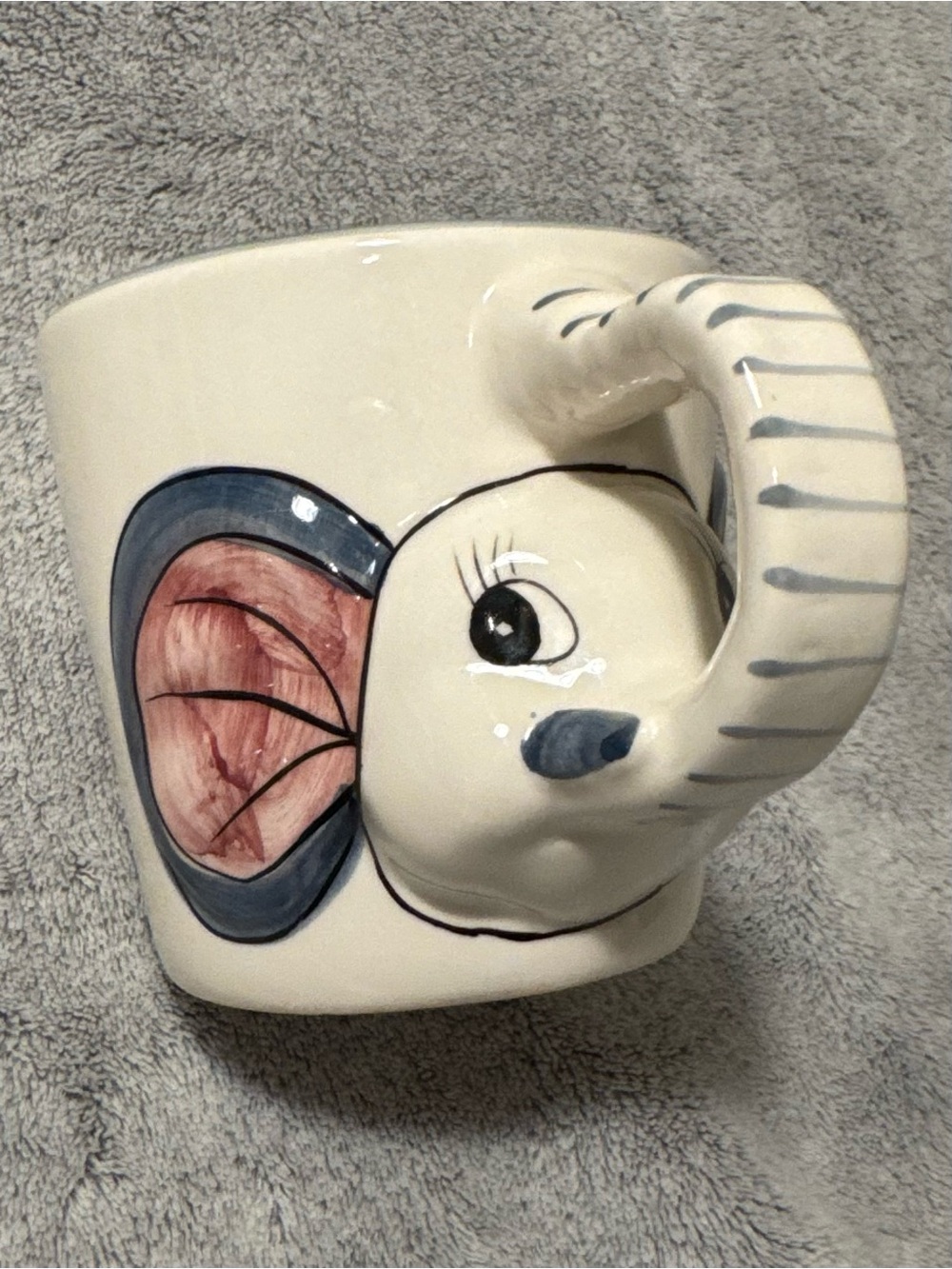 Vintage Ceramic Elephant Mug 3D Trunk Handle